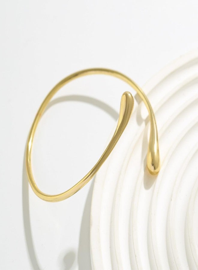 ANGLEQUEEN Arm Cuff for Women 18k Gold Plated Arm Bracelet Upper Arm Cuffs Jewelry Thin Arm Cuff Silver Minimalist Arm Bangle Bracelet for Cool (F-Gold) - Image 5